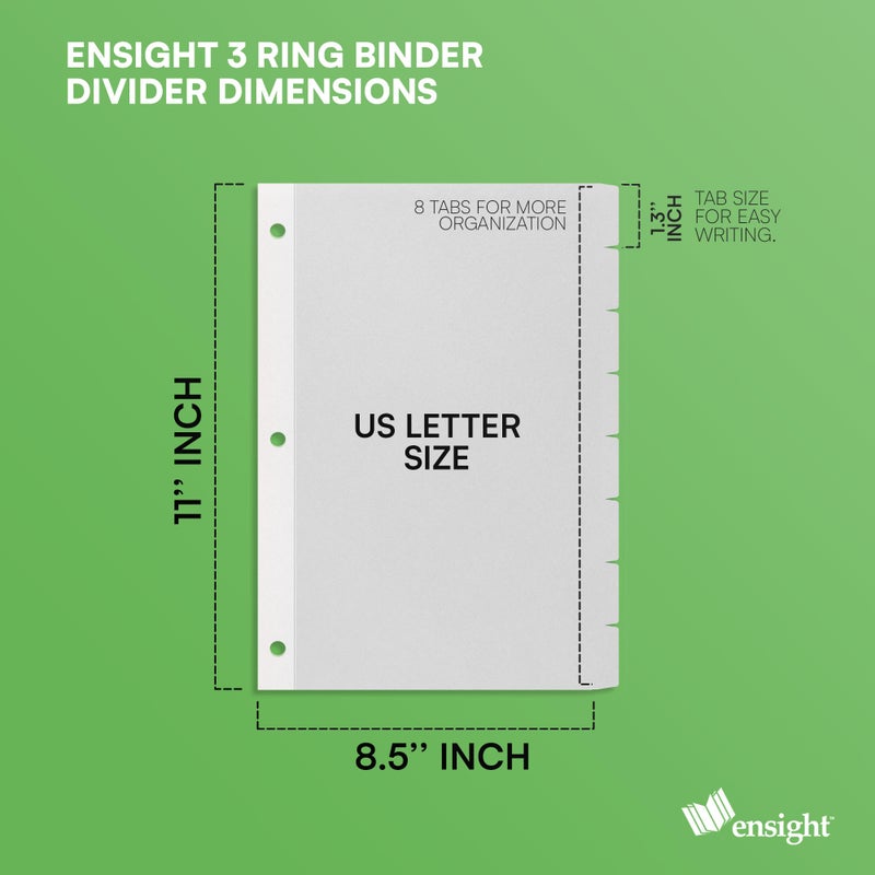 Ensight 3 Ring Page Dividers Bulk, 1/8 Cut Tab Dividers - 96 Per Box Divider Pages with Tabs, Decorative Printable Rewritable Divider Tabs, Exhibit Tab Dividers for 3 Ring Binders Bulk - Image 3